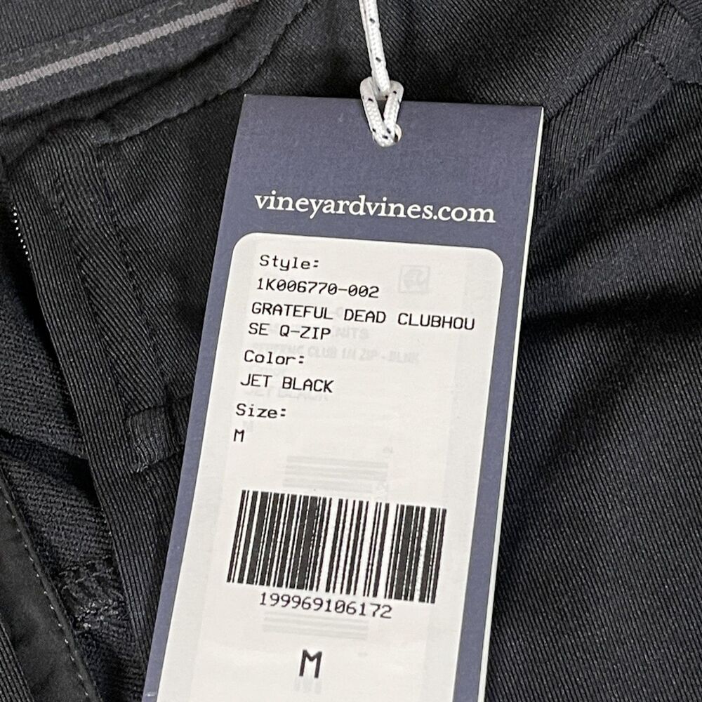 Vineyard Vines Grateful Dead Q-Zip Pullover Mens Medium Black Performance Golf - Picture 6 of 13